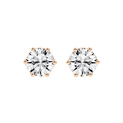 2Ct Round Shape Rose Gold Solitaire Studs Earrings