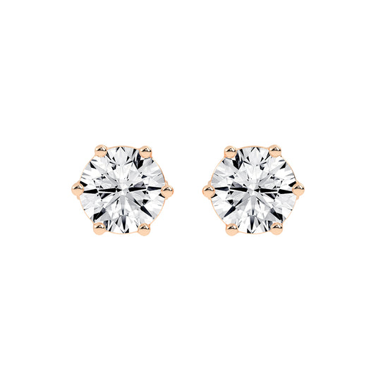 2Ct Round Shape Rose Gold Solitaire Studs Earrings