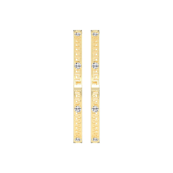 Luxury Diamond Accented Greek Key Eternity Bangle Bracelet  Elegant Yellow Gold Geometric Statement Jewelry
