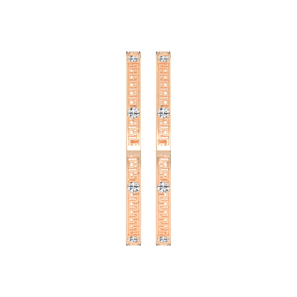Luxury Diamond Accented Greek Key Eternity Bangle Bracelet  Elegant Yellow Gold Geometric Statement Jewelry