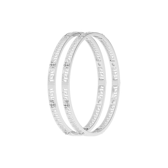Luxury Diamond Accented Greek Key Eternity Bangle Bracelet  Elegant Yellow Gold Geometric Statement Jewelry