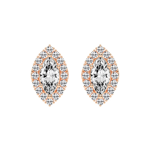 Elegant Marquise Halo Stud Earrings