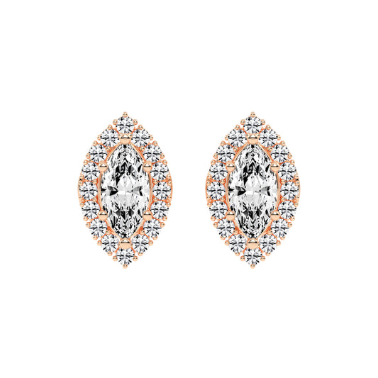 Elegant Marquise Halo Stud Earrings