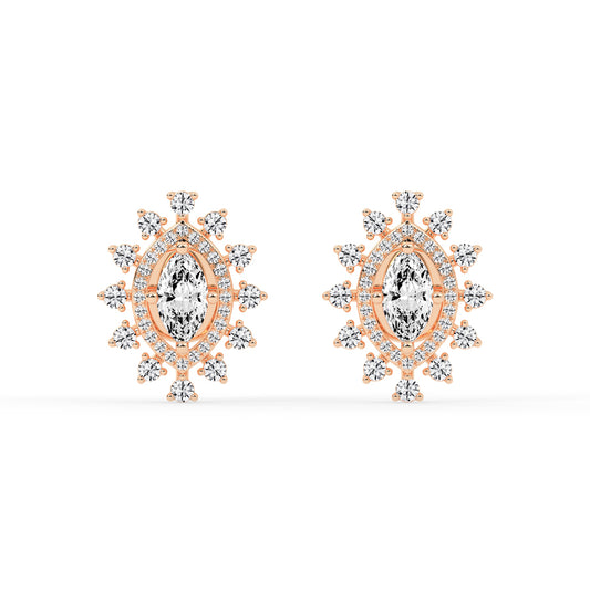 Sunburst Marquise Sparkle Stud Earrings