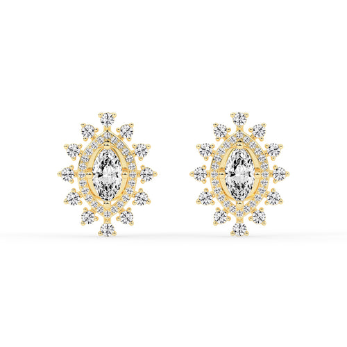 Sunburst Marquise Sparkle Stud Earrings