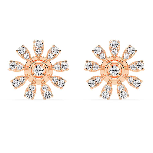 Glimmering Floral Burst Stud Earrings