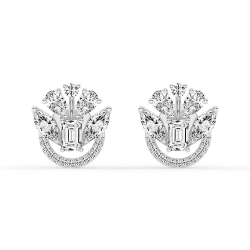 Regal Fan Cluster Stud Earrings