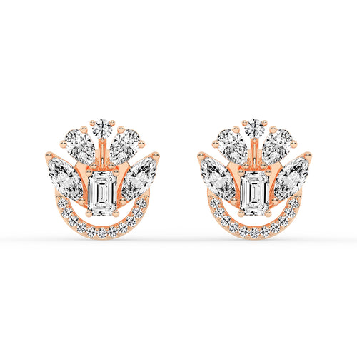 Regal Fan Cluster Stud Earrings