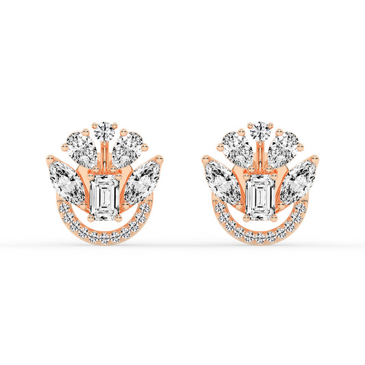 Regal Fan Cluster Stud Earrings