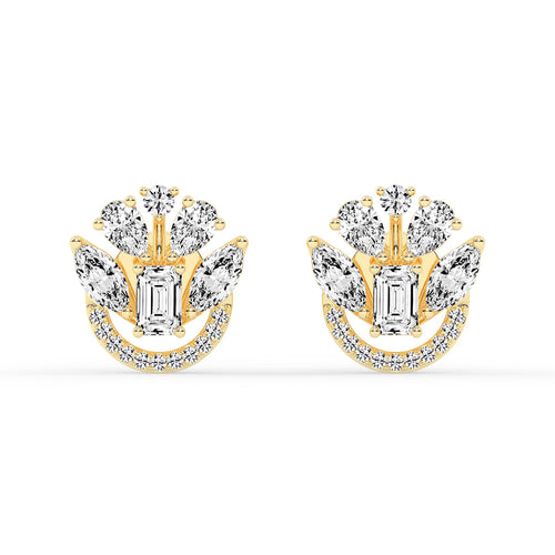 Regal Fan Cluster Stud Earrings