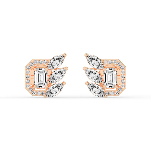 Geometric Bloom Halo Stud Earrings