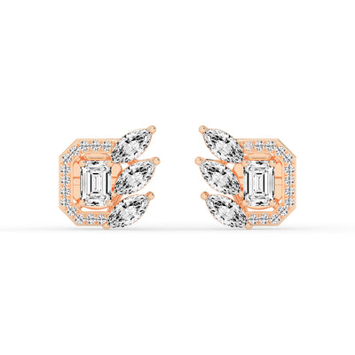 Geometric Bloom Halo Stud Earrings