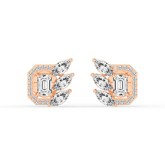 Geometric Bloom Halo Stud Earrings