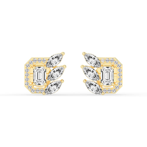 Geometric Bloom Halo Stud Earrings
