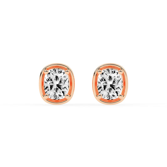 Cushion Cut Bezel Set Stud Earrings