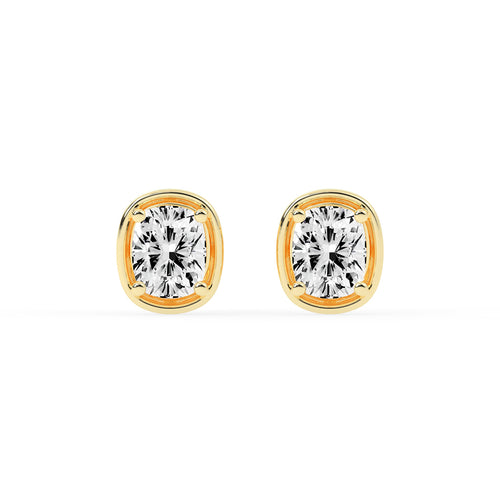 Cushion Cut Bezel Set Stud Earrings