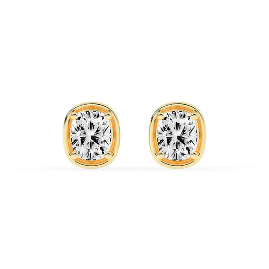 Cushion Cut Bezel Set Stud Earrings