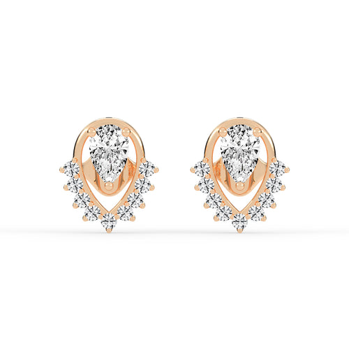 Pear Drop Chevron Stud Earrings