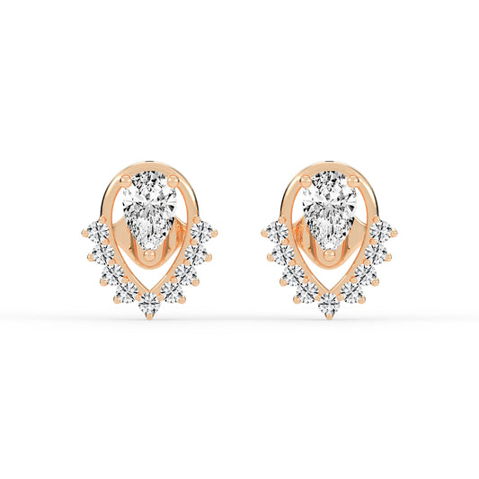 Pear Drop Chevron Stud Earrings