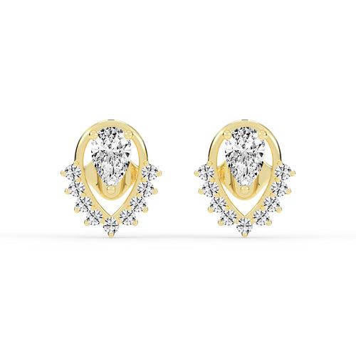 Pear Drop Chevron Stud Earrings