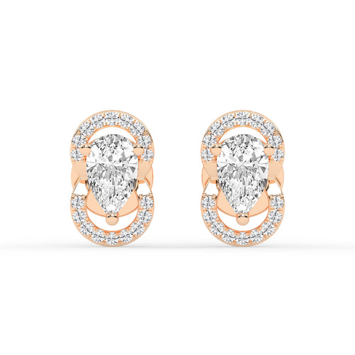 Pear Drop Orbit Halo Stud Earrings