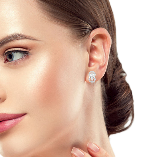 Pear Drop Orbit Halo Stud Earrings