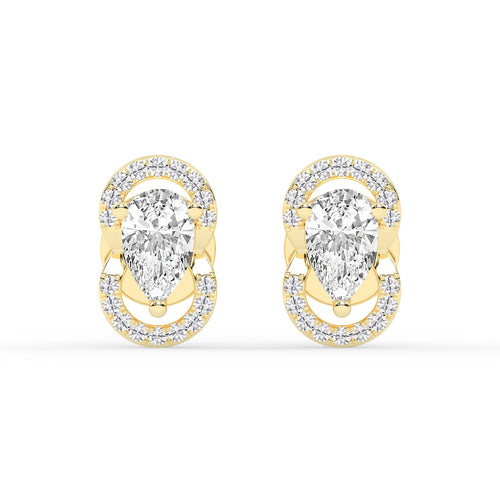 Pear Drop Orbit Halo Stud Earrings