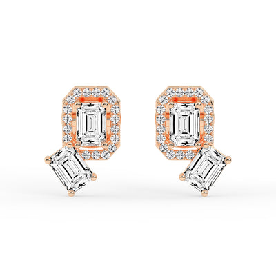 Modern Emerald Cascading Stud Earrings