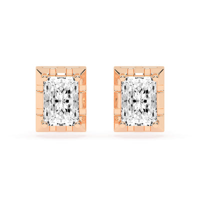 Radiant Princess Cut Frame Stud Earrings