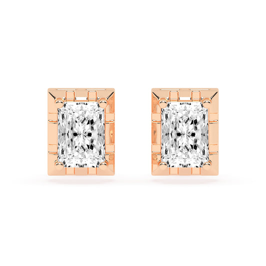 Radiant Princess Cut Frame Stud Earrings