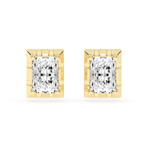Radiant Princess Cut Frame Stud Earrings