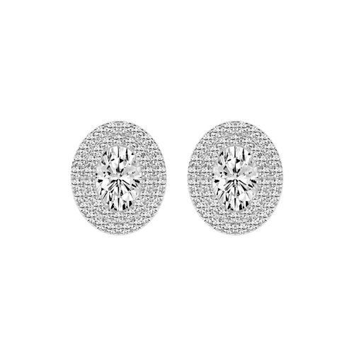 Dazzling Oval Double Halo Stud Earrings