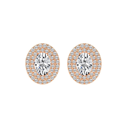 Dazzling Oval Double Halo Stud Earrings