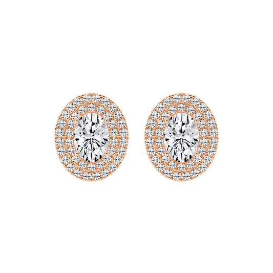 Dazzling Oval Double Halo Stud Earrings