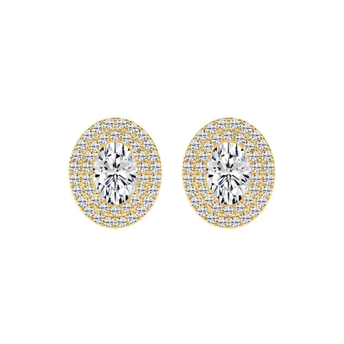 Dazzling Oval Double Halo Stud Earrings