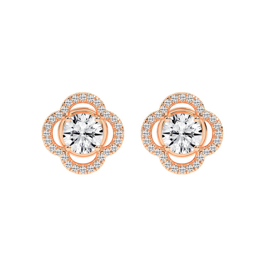Clover Bloom Halo Stud Earrings