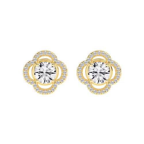 Clover Bloom Halo Stud Earrings