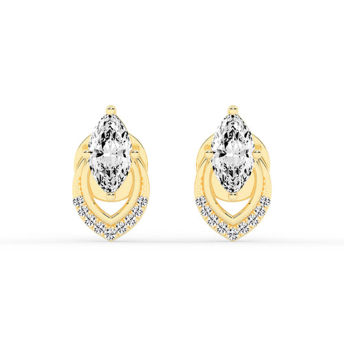Marquise & Sparkling Curve Stud Earrings