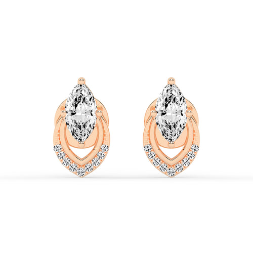 Marquise & Sparkling Curve Stud Earrings