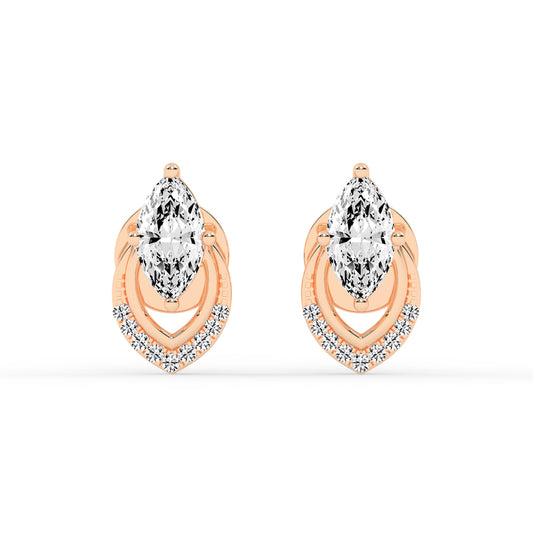Marquise & Sparkling Curve Stud Earrings