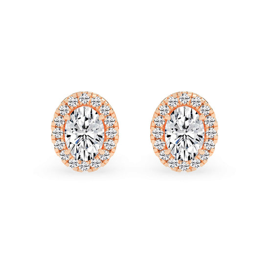 Celeste Glow â€“ Oval Halo Studs