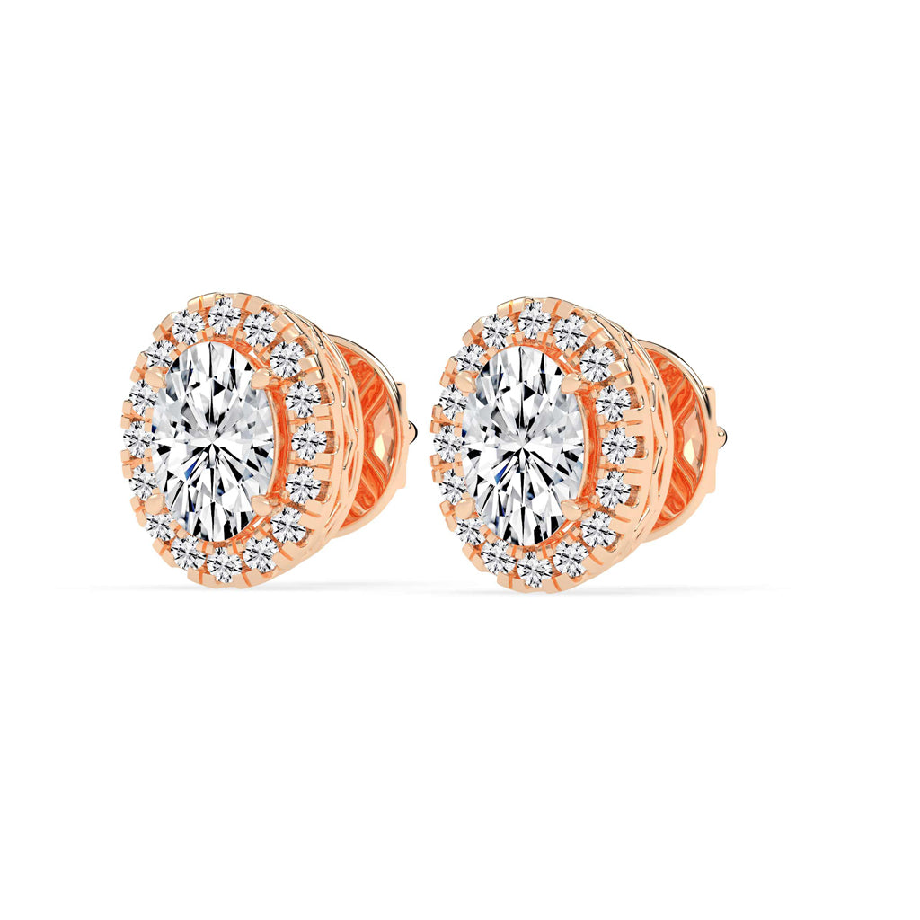 Celeste Glow â€“ Oval Halo Studs