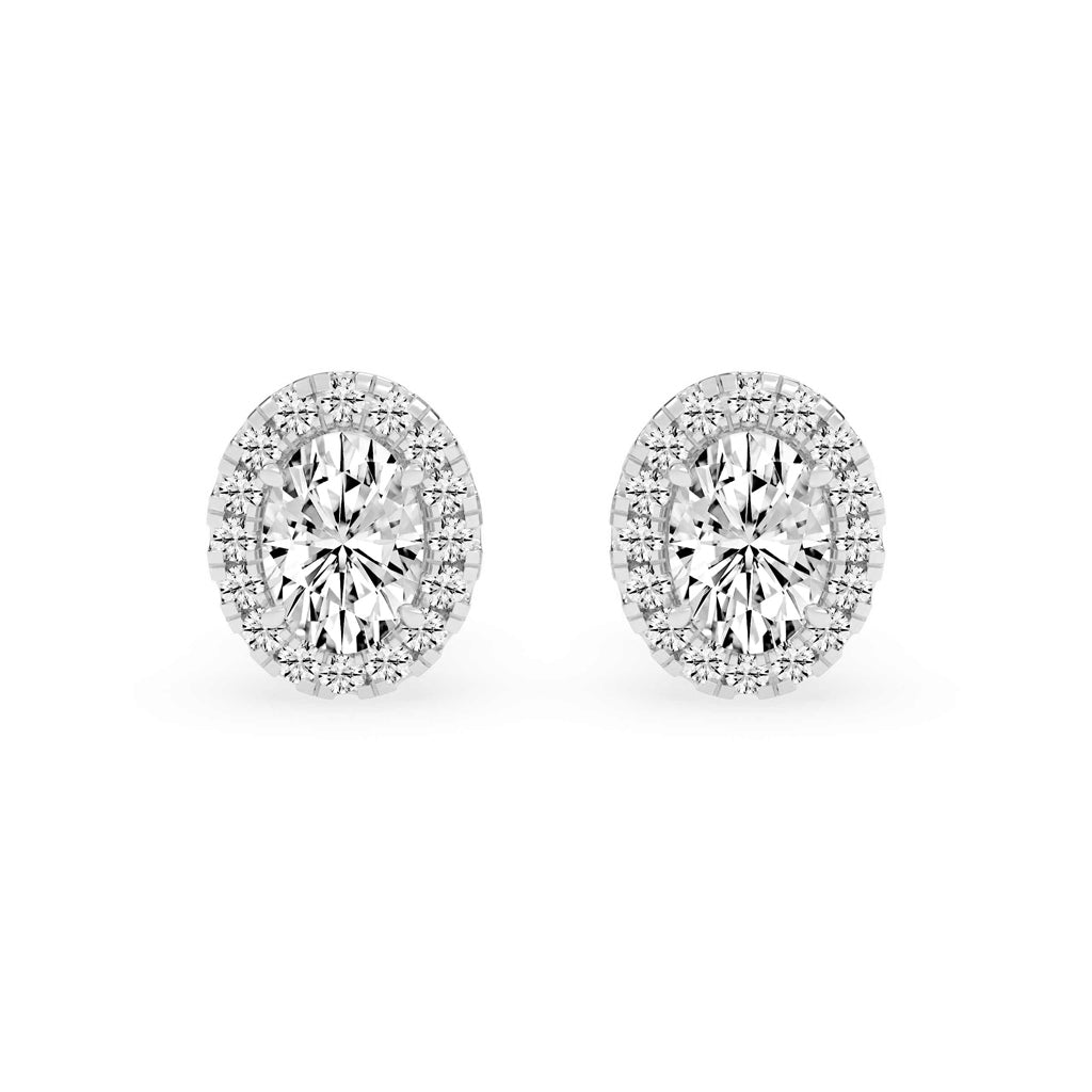 Celeste Glow â€“ Oval Halo Studs
