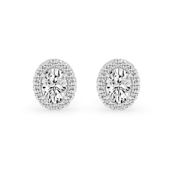 Celeste Glow â€“ Oval Halo Studs