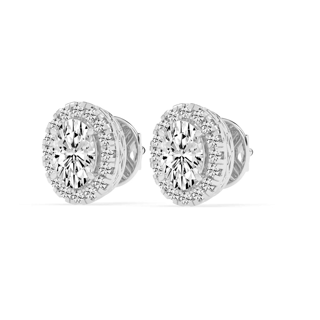 Celeste Glow â€“ Oval Halo Studs