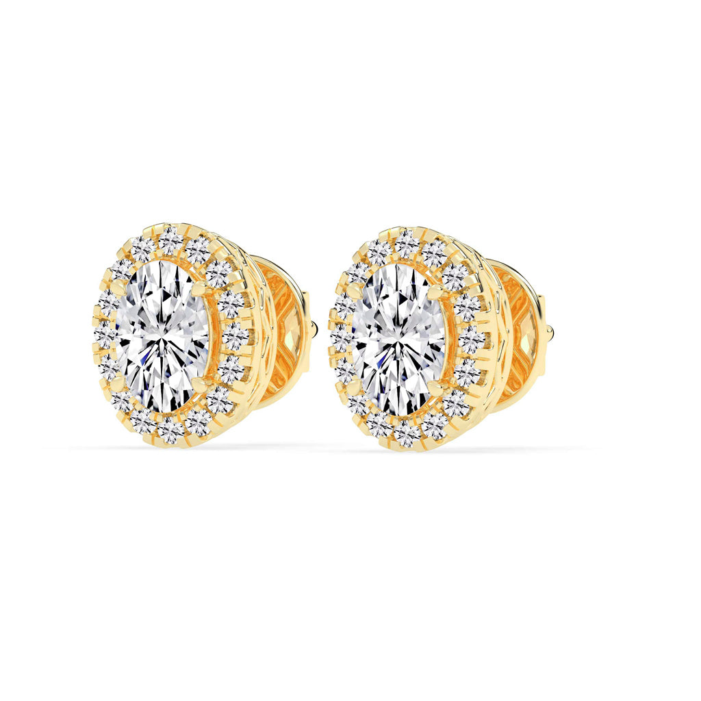 Celeste Glow â€“ Oval Halo Studs