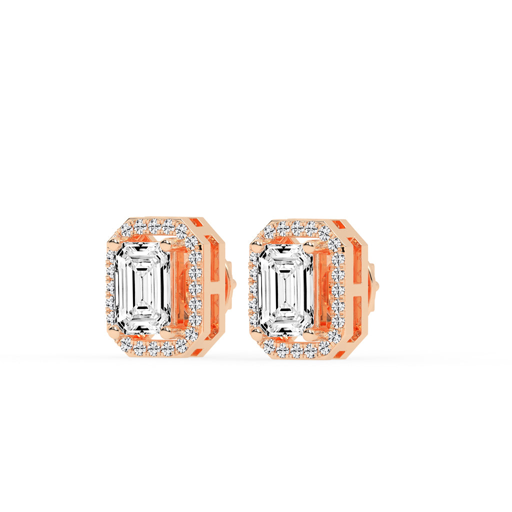 Solantica Four Prong Round Cut Solitaire Lab Diamond Stud Earrings