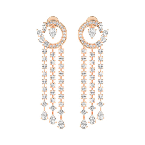 Celestial Cascade Diamond Fringe Dangle Earrings