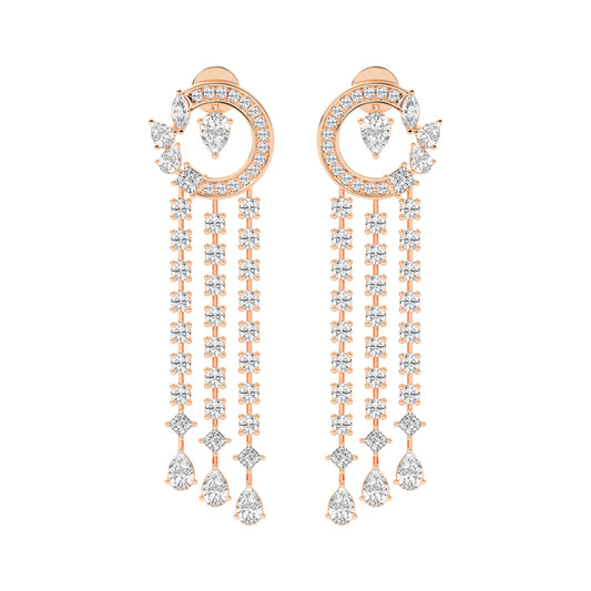 Celestial Cascade Diamond Fringe Dangle Earrings