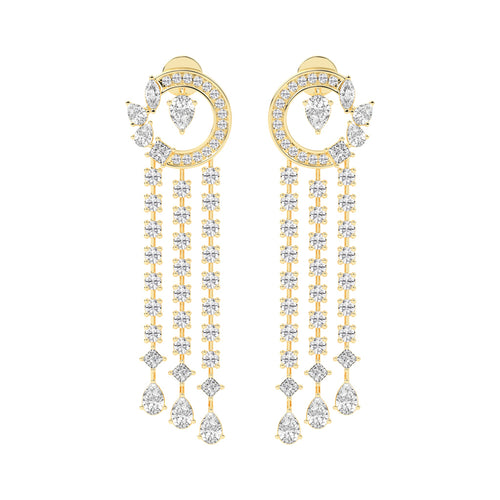 Celestial Cascade Diamond Fringe Dangle Earrings